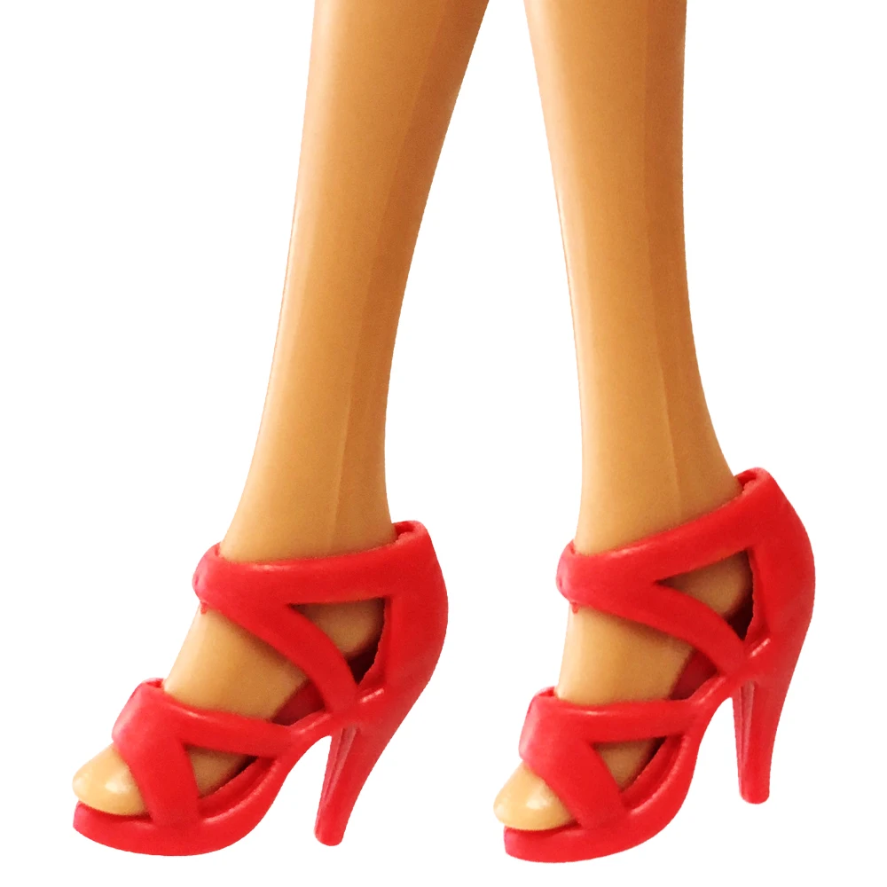 NK 20 двойки /комплект куклено аксесоари Червени обувки Модни сандали на най-сладкото ток за кукли Барби Благородна детска играчка
