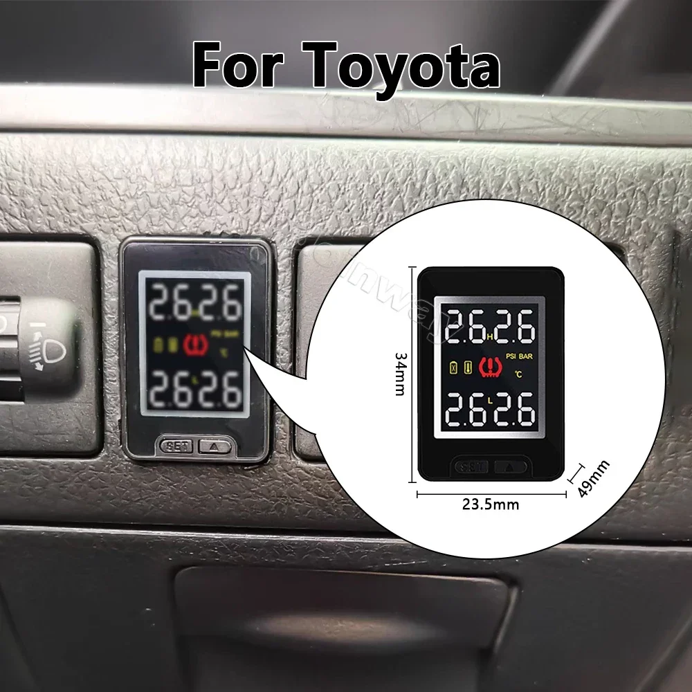 Автомобилна цифрова система за контрол на налягането в гумите TPMS с оповещением за температурата на гуми с 4 джанти за Toyota Corolla, Highlander Camry Prado RAV4