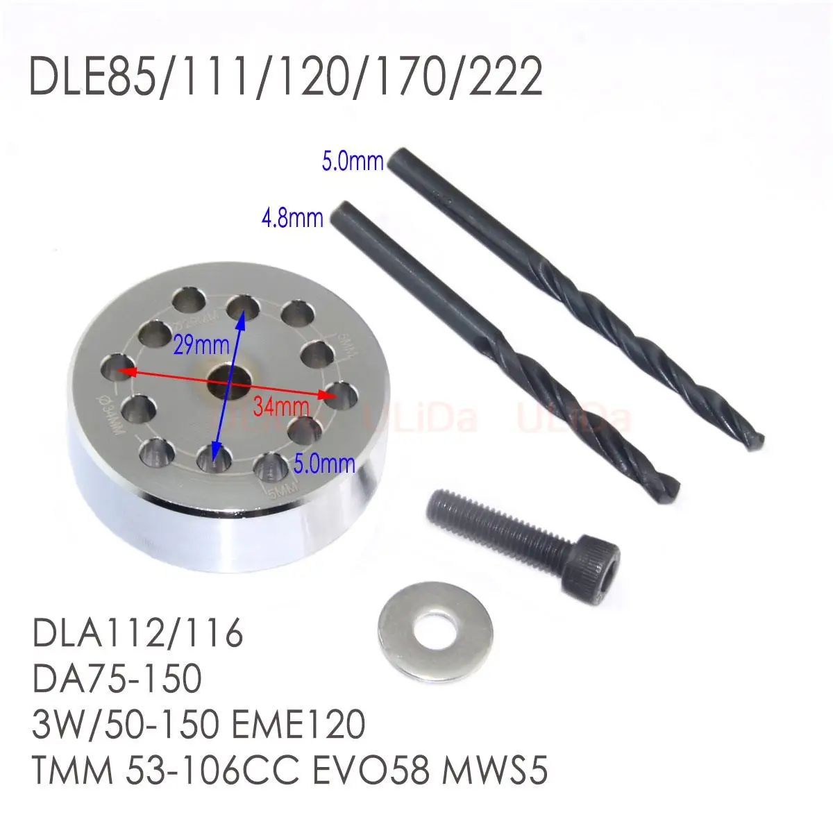 Водач кондукторная форма за гребного тренировки за DLE85/111/120/170/222 DA70-150 или 3W/50-150 или EME120, 3W100, газови двигатели TMM 53-106CC EVO58