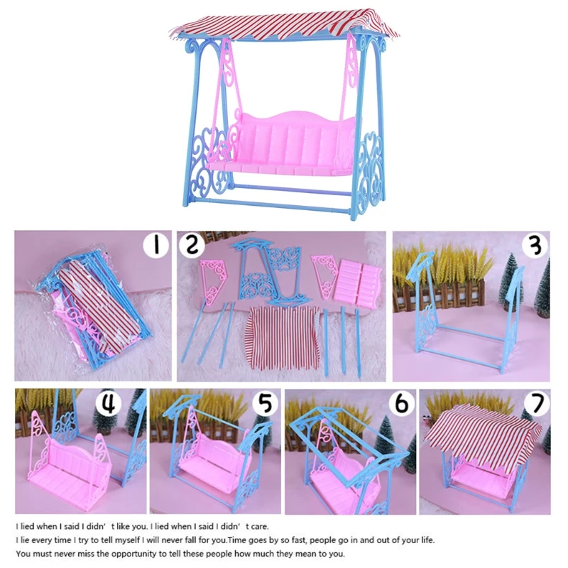 Градински аксесоар за куклена къща, умален модел люлка, реалистичен геймплей, определени с люлки