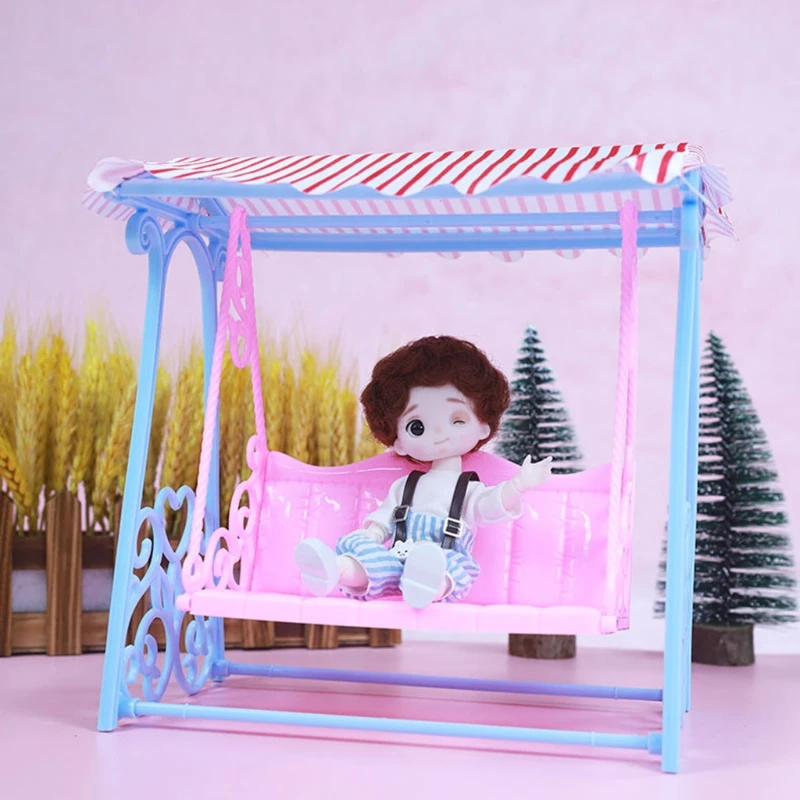 Градински аксесоар за куклена къща, умален модел люлка, реалистичен геймплей, определени с люлки