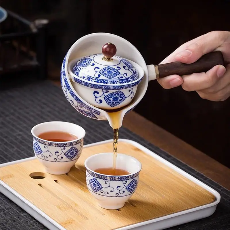 Керамичен Чайник Китайски Гунфу Чайник 160 мл Кана За Заваряване на 360 Ротация на Единичен Гърне Преносими Китайски Удобства За приготвяне на Чай Гунфу