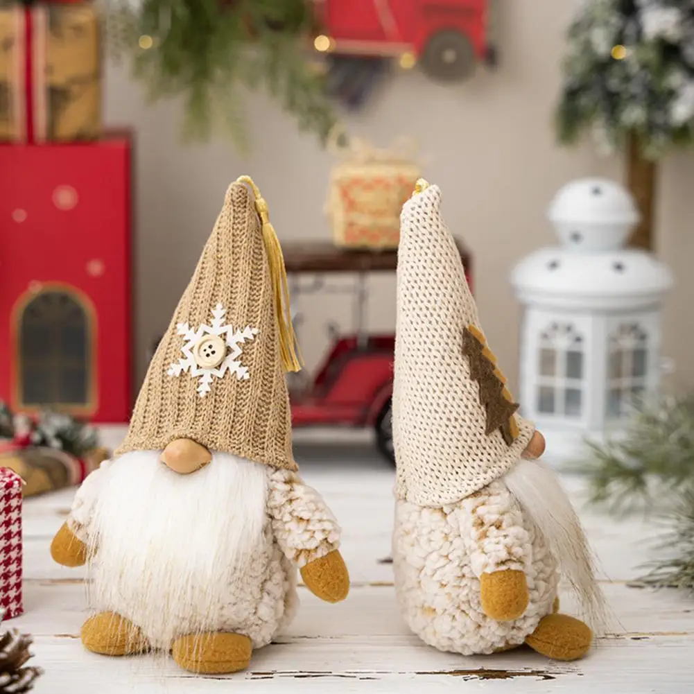 Очарователна Коледна вязаная шапка с гномом, украса за кукли-елф, Очарователна Коледна Вязаная Остроконечная шапка ръчна изработка за кукли-елф, Празнична