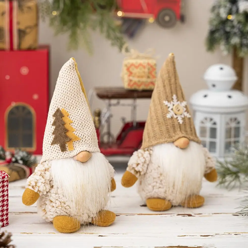 Очарователна Коледна вязаная шапка с гномом, украса за кукли-елф, Очарователна Коледна Вязаная Остроконечная шапка ръчна изработка за кукли-елф, Празнична