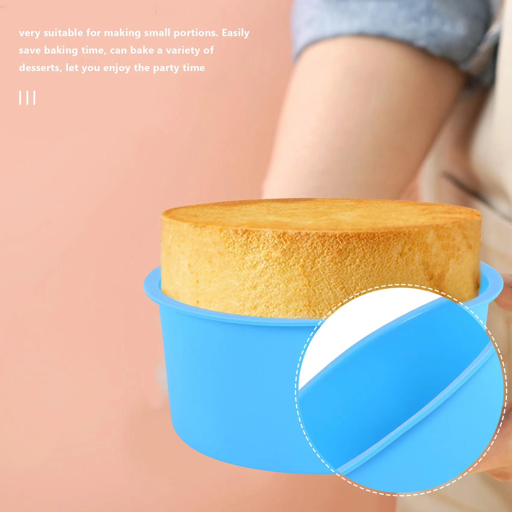 Силиконови мини-форма за торта, кръгла форма за печене с диаметър 4 сантиметра, на силиконова форма за печене с незалепващо покритие, форма за печене за еднократна употреба, в синьо, комплект от 6
