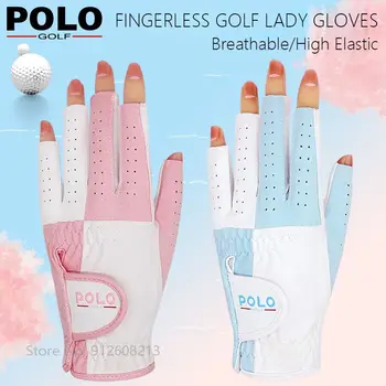 1 чифт женски ръкавици за голф без пръсти, дишащи дамски еластични ръкавици за голф, спортни ръкавици за лявата и дясната ръка, нескользящие меки ръкавици без пръсти