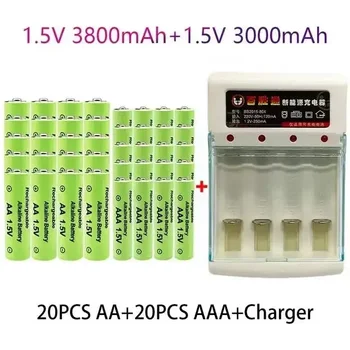 100% Оригинални 1.5 V AA3.8Ah + AAA3.0Ah Акумулаторна батерия NI-MH 1.5 V батерия за часовник, мишки, компютри, играчки и така нататък + безплатна доставка