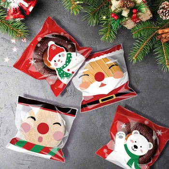 100шт Коледни Бонбони Чанта За Бисквити Пластмасови Закуски Самозалепваща Опаковъчна хартия 2023 Украсата на Коледното Парти На Коледа, Нова Година