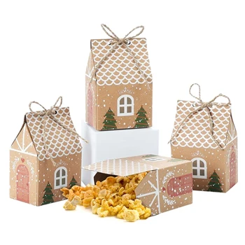10ШТ Крафт-хартия във формата на къща С веревочками Кутии за опаковка на 