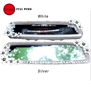 1БР Цвете Декоративно Огледало за Обратно виждане вътрешността на Колата Бял Сребрист Цвят за Дамских Аксесоари Vehicel