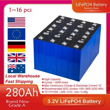 3,2 V 280Ah Lifepo4 Батериите Изцяло Нов клас A DIY 12V 24V Акумулаторна Батерия 48V