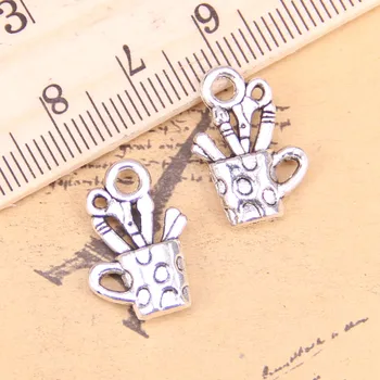 72 бр. Бижута, Медальони, дръжка, 19x11 мм, Антикварни със сребърно покритие за Окачване, производство на Тибетски сребърни накити ръчна изработка.
