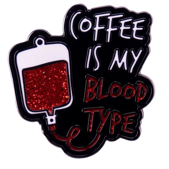A2827 Кафе - моята кръвна група, Эмалевые игли, Метална брошка За любителите на кафе, Икона, Модни бижута, Дрехи, Раница, Аксесоари, Подаръци