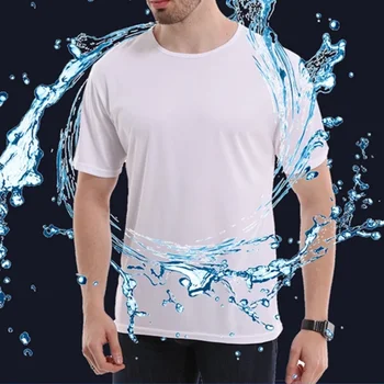 B1584 Креативна гидрофобная, защищающая от кал, водоустойчив однотонная мъжки t-shirt, Мек быстросохнущий топ с къс ръкав, дишащи дрехи