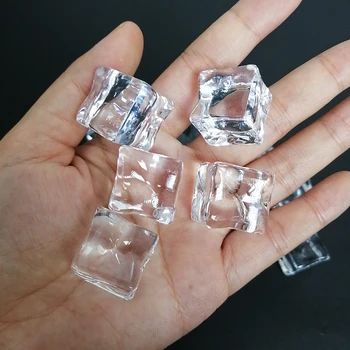 Camal 100 бр./опаковане. 20 *20 мм Фалшиви изкуствени кубчета лед от синтетични акрил, квадратни кубчета, прозрачен дисплей, реквизит за снимки, бар, Сватба парти