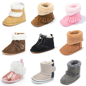 KIDSUN/ Зимни топли обувки за бебета момичета и момчета, обувки за бебета, първите проходилки, зимните обувки на меху с мека подметка за бебета, 0-18 м