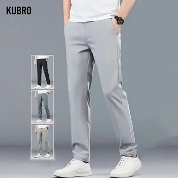 KUBRO 2023 Ice Silk Нови Летни Леки Луксозни мъжки ежедневни Тънки прави панталони Мъжки модерни панталони Участък 30-38 за мъже