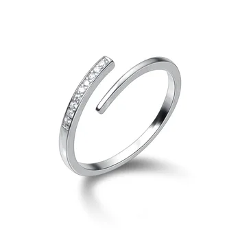 MloveAcc В корейски стил от масивно Сребро 925 Проба Дамски Пръстен върху пръста за момичета Красиви Прости Пръстени Бижута