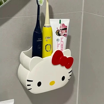 Sanrio Hello Kitty, рафт за баня, стенен органайзер без пробиване, органайзер за козметични принадлежности за баня Kawaii Момиче