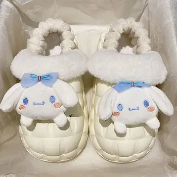 Sanrio Плюшени чехли Cinnamoroll Kawaii Аниме Студентски Есенно-зимната спалня Скъпа Мек Плюшен обувки за спални, детски Играчки За момичета