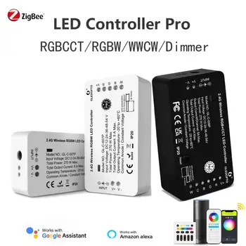 Zigbee 3.0 LED Strip Controller Pro RGBCCT/RGBW/WWCW/Контролер Диммера С Ключ за Нулиране на Подкрепа Алекса Voice RF Remote Switch