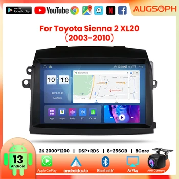 Автомагнитола Android 13 за Toyota Sienna 2 XL20 2003-2010, 9-инчов Мултимедиен плеър 2K с 4G Carplay и 2Din GPS навигация