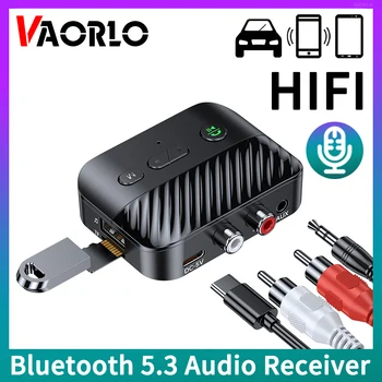 Аудиоприемник VAORLO Bluetooth 5.3 3.5 ММ AUX R/L RCA Подкрепа TF/USB U-Disk Възпроизвеждане на Стереомузыки Hi-Fi Безжичен Адаптер С HD Микрофон