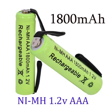 Безплатна доставка2-20PCS 1.2 1800 mah Ni-Mh AAA Акумулаторни елемента С припой За електрически самобръсначки Philips, Braun, Самобръсначка, четка за зъби