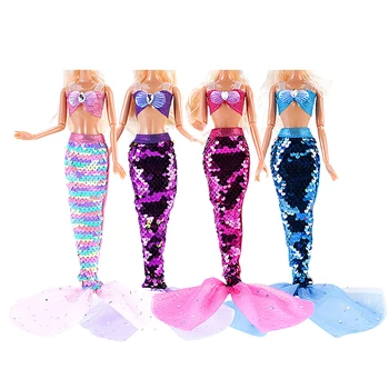 Блестящата красота на Рибя опашка на Русалка Принцеса Рокля Костюм на Русалка за 11-инчов кукли Облекло, Аксесоари