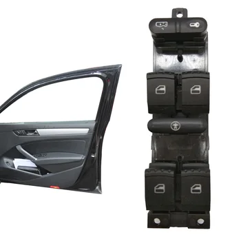 Бутон за включване стеклоподъемника Бутон за превключване на управление электростеклоподъемником кола за Volkswagen ForBora ForGolf Черно стъкло