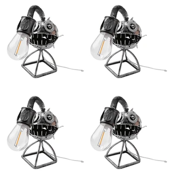 Голяма работа 4X Angler Fish Lamp USB Акумулаторна Тенис на Метални Тела с Ръчно изработени плавателни Съдове Home Living Room Decoration Small