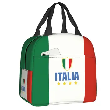 Дамски чанта за обяд с флага на Италия, италиански патриотичен многократна употреба хладилник, Термоизолированный обяд-бокс за работа, обучение, пикник, пакети за хранене
