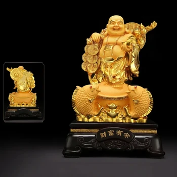 Декоративна статуя на Буда Майтрейя от смола, Китайска статуята си смях Буда с голям корем, Началната дневна, подаръци за нов дом, щастливи занаяти.