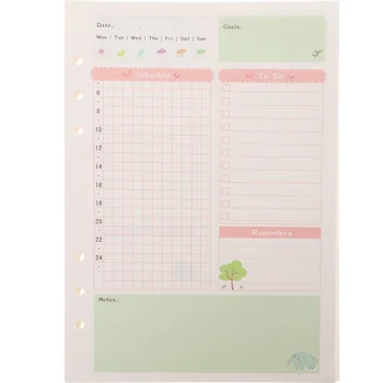 Дневник формат А5 съдържа втулки за дневния списък със задачи, бележник формат А5 с 6 дупки, дневник за попълване на вътрешни страници на ежедневника