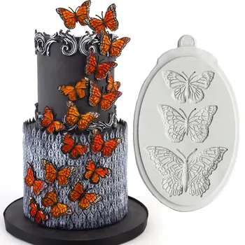Елегантни пеперуди Силиконова форма за украса на торта с фондан Силиконова форма за глина, пудра захар за печене на кексчета и шоколад