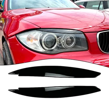 За BMW 1 Series E87 E88 E81 E82 Клепачите и веждите 2008-13 2 елемента и Предната фаровете на колата Черни пластмасови етикети за вежди