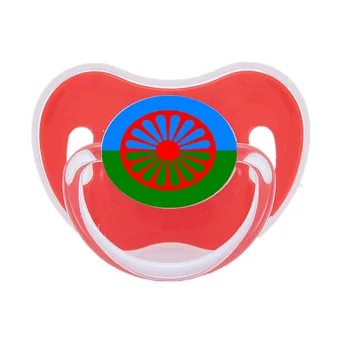 Залъгалка с ромски флага, не съдържа BPA, уникален дизайнерски подарък за душата на новороденото