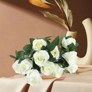 Изкуствени рози на дълго стъбло, което имитира копринени цветя, букет от истински изкуствени рози за парти в чест на Деня на Свети Валентин, сватба