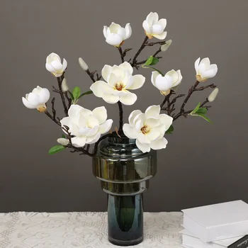 Имитация на изкуствено цвете Букет от Магнолия Коприна изкуствени цветя за сватбена Украса на цветя аранжировки в дома си офис хол