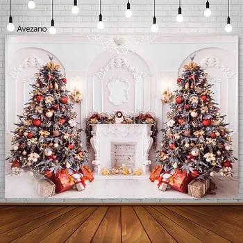 Коледен Фотофон, Камина, Дърво, Стена в европейски стил, Коледен Семеен декор, Детски портрет на заден план, Фотосесия