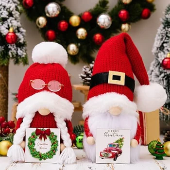 Коледни Джуджета Украса на Коледни джуджета Плюшени Коледни Джуджета Мечето декор 2 опаковане на Коледни эльфийских бижута Дядо ръчно изработени