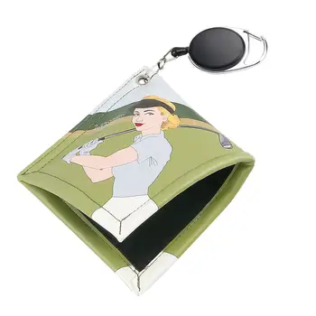 Кърпа за топка за голф с клипс Аксесоари за голф, изкуствена кожа за мъже и жени, с прибиращ се в ключалката-брелоком 12x12 см за почистване на топки за голф