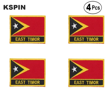 Ленти с участието на хартата на Източен Тимор е с правоъгълна форма, закрепени на желязо към пиле, Бродирани ленти с флага, ленти с националния флаг за дрехи със собствените си ръце