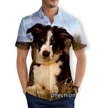 Летни мъжки плажни ризи phechion с къс ръкав, ежедневни ризи с 3D принтом collie, модни градинска дрехи, мъжки блузи X49