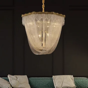 Луксозен кристален полилей в стил постмодерното за дневна трапезария спалня Мед led златна лампа Модерен тавана лампа