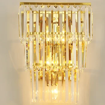 Луксозен модерен кристална стена лампа геометрична форма за спални и кабинет, led вътрешно осветление за всекидневна декор