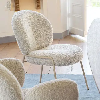 Минималистичен дизайнерски стол за хранене в пода, Луксозен Бял агне, Прост, модерен стол за хранене, всекидневна, Семейна мебели Muebles WWH35YH