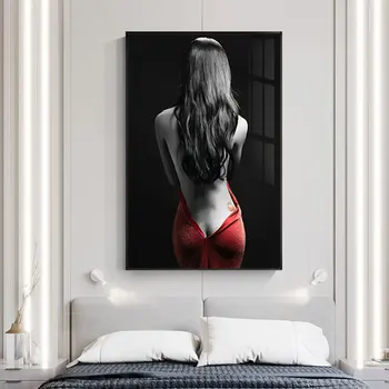 Модерен стил, секси и очарователен плакат с участието на момичета, прости и модерни картини стена за хол, спални, аксесоари за дома.