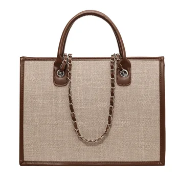 Модерна дамска чанта 2023, нова холщовая чанта през рамо, с висококачествена чанта, Голяма чанта голям верига, офис, улични чанти