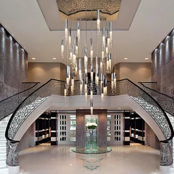Модерна хром кристален led полилей Луксозно Голям Подвесное тела Cristal за стълби в коридора, антре, Дълъг Вътрешен таван с полилей